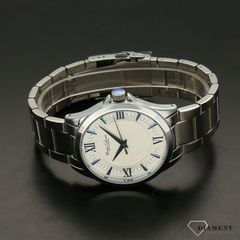 Zegarek męski BRUNO CALVANI BC9031 srebrna tarcza z niebieskimi dodatkami. Zegabrną tarczą zegarka z niebieskimi dodatkami w postaci indeksów. Zegarek męski na stalowej bransolecie. Elegancki zegar (4).jpg